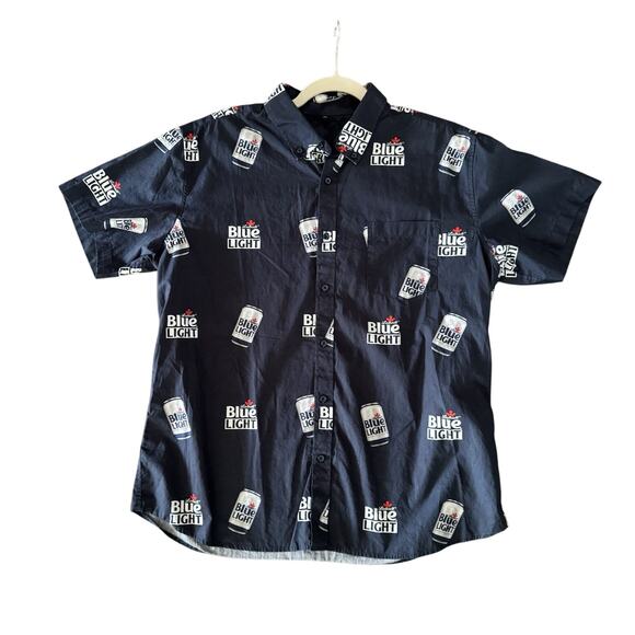 Labatt Blue Light Button Up Short Sleeve Shirt XL Cotton Casual Camp Men’s XL - Picture 2 of 6